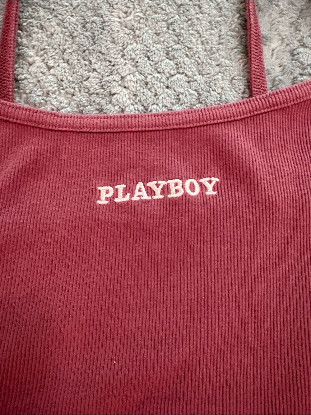 PLAYBOY by Pacsun Mauve Ribbed Cropped Tank with Logo sz Small - Picture 3 of 5